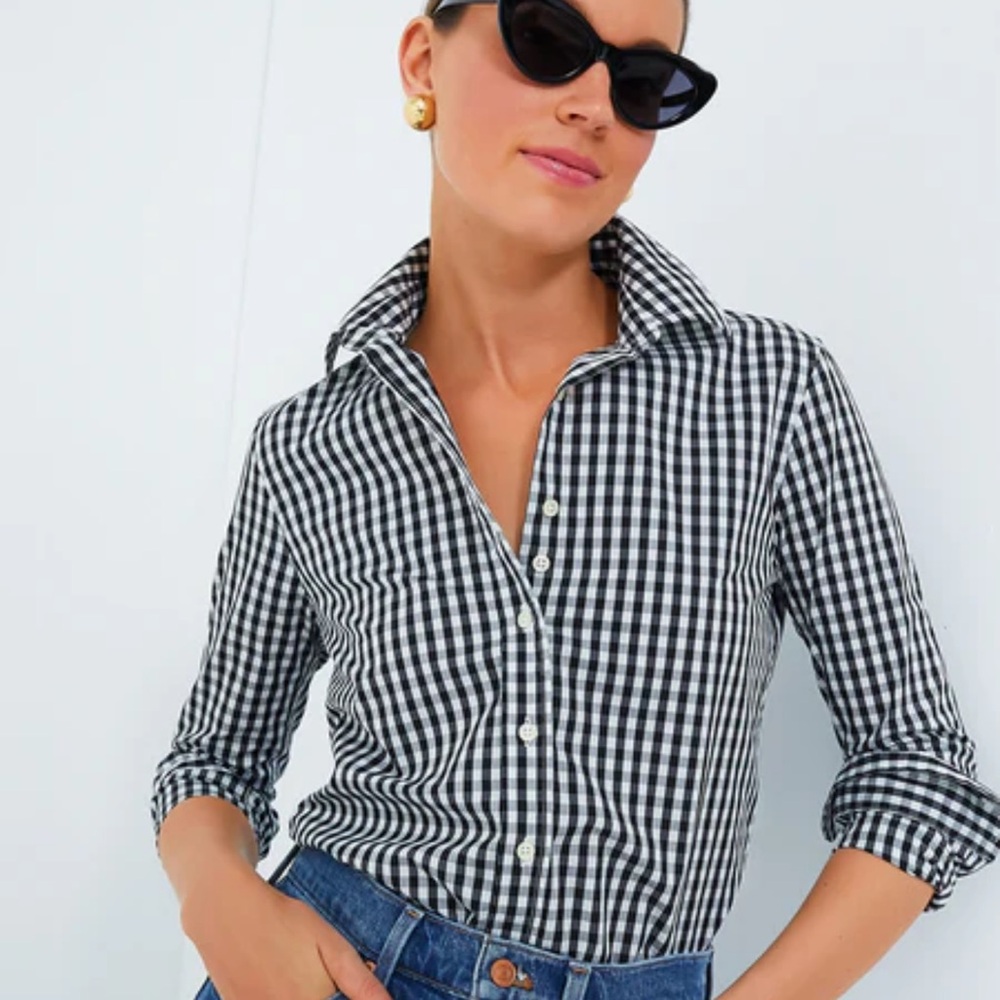 Tuckernuck Rochelle Behrens Black Gingham Long Sleeve Icon Shirt